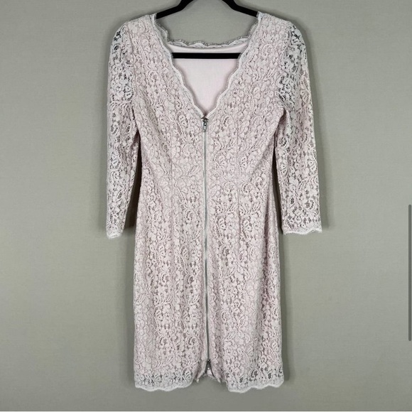 Adrianna Papell Evening Lace Dress with Exposed Back Zipper Pale Pink Size 6 - Picture 8 of 11